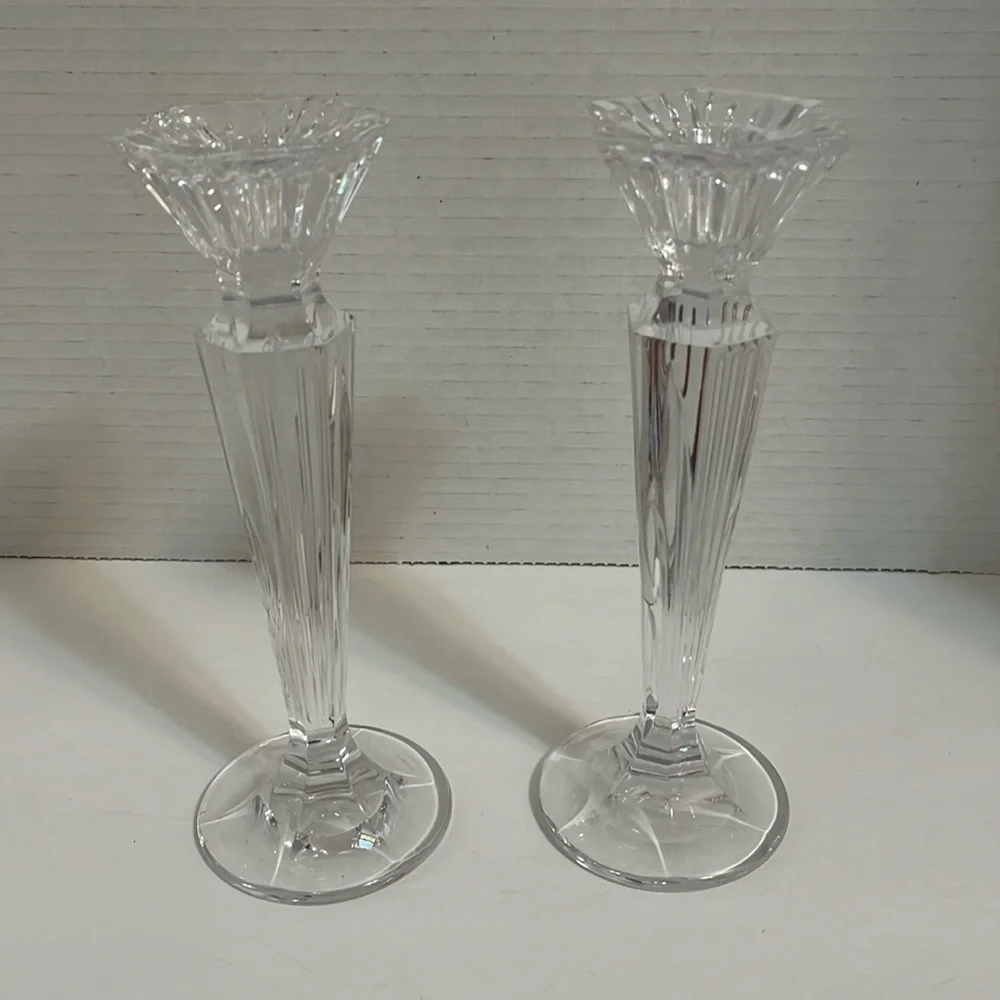 Marquis by Waterford crystal glass candleholders set of two clear heavy crystal